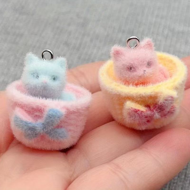 Resin Art Jewellery Kit - Pendentif chat en résine pelucheuse 3D,