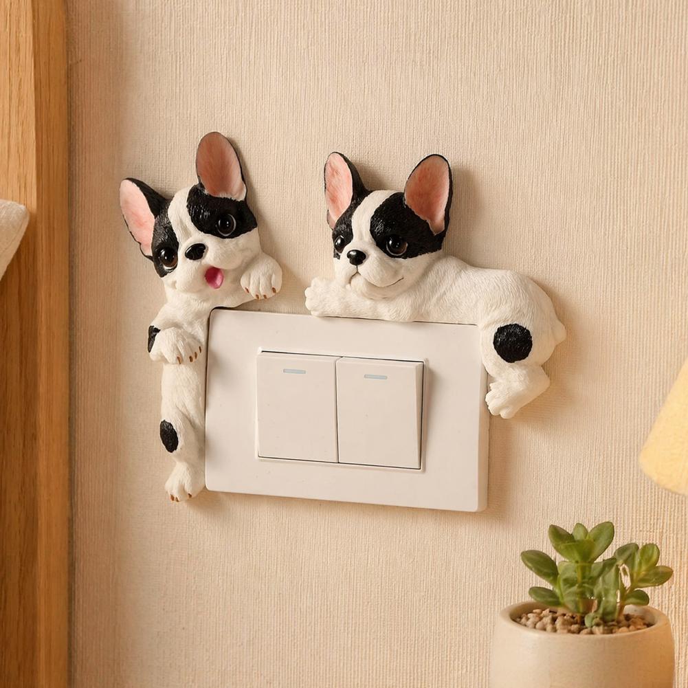 Resin Art Sticker - Cache-interrupteur 3D en résine Bouledogue Français,
