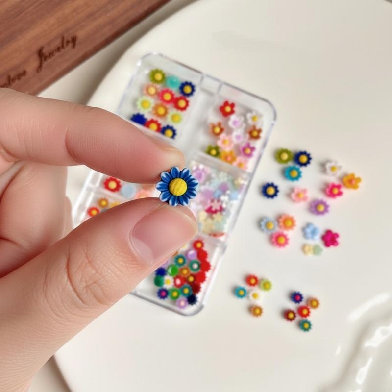 Resin Art Using Flowers - Breloques pour ongles Tournesol Ambiance Estivale,