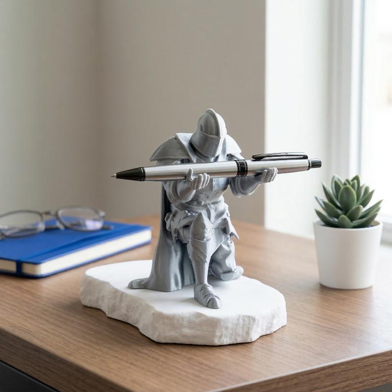 Resin Art Pen - Porte-stylo en résine, armure médiévale, organisateur