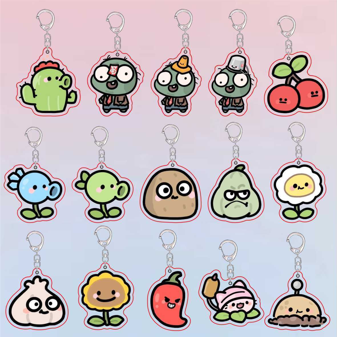Resin Art Store - Porte-clés en acrylique Plants Vs Zombies,