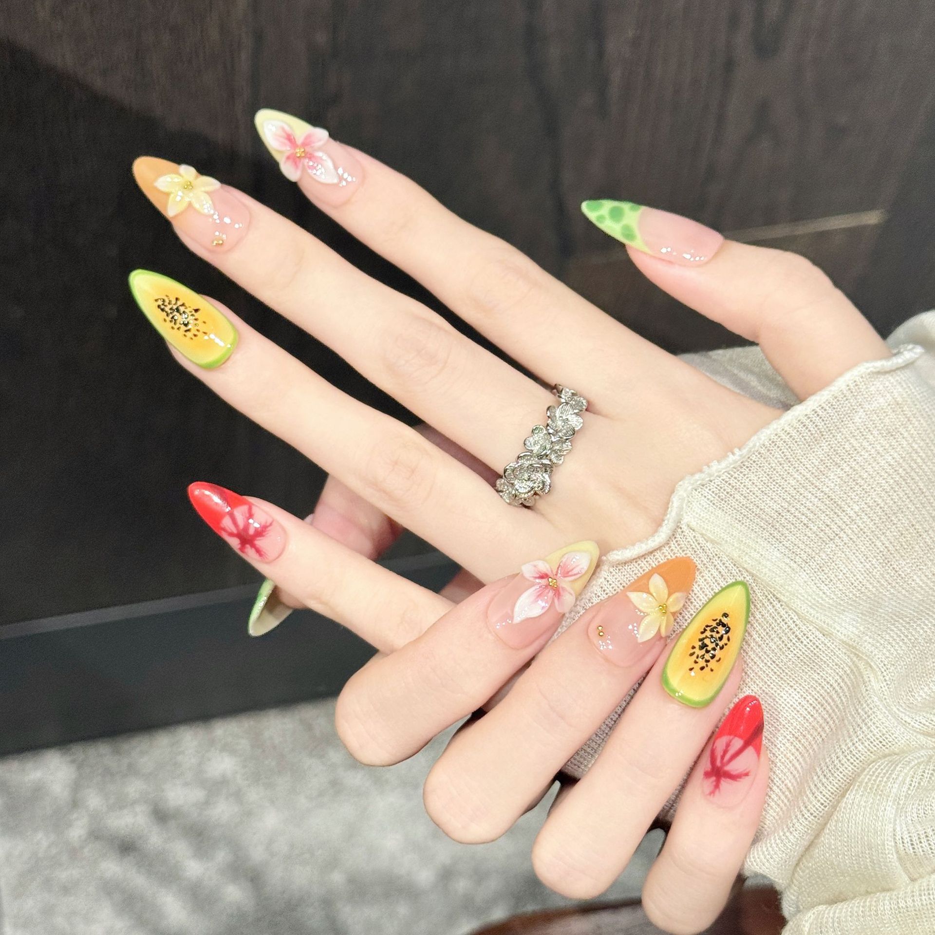 10 faux ongles amande moyens p - Resin Art Using Flowers avis et prix